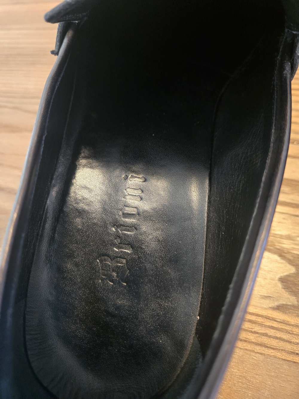 BRIONI Black Leather Block Heeled Almond-Toe Men's Penny Loafers Size 11 - Picture 6 of 12